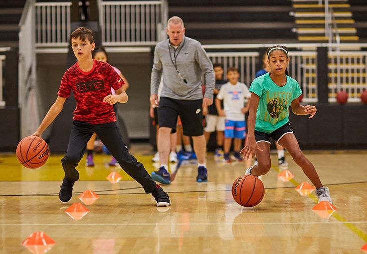 Basketball coach leading a team through rebounding drills during practice