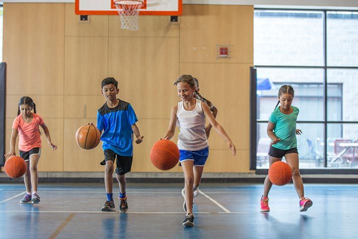 Kids playing basketball