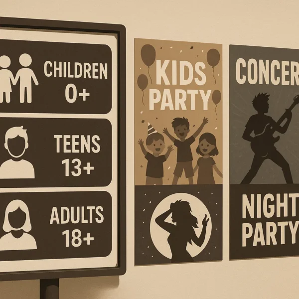 Age restriction signboard for events at Cuneta Astrodome