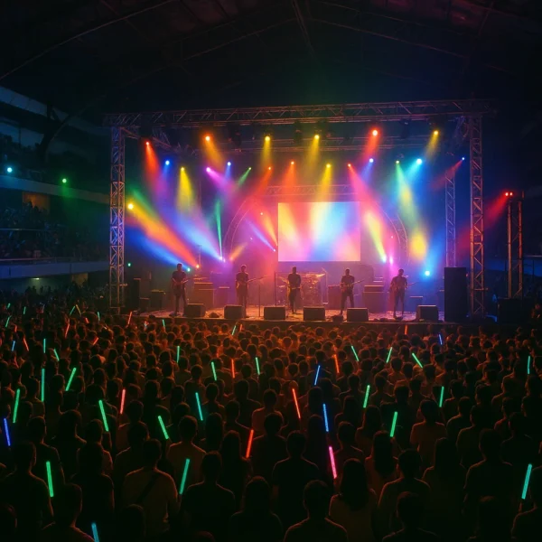 Stage lights and crowd during a local concert inside Cuneta Astrodome in the early 2000s