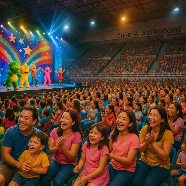 Families and kids watching a colorful show at Cuneta Astrodome, happy atmosphere