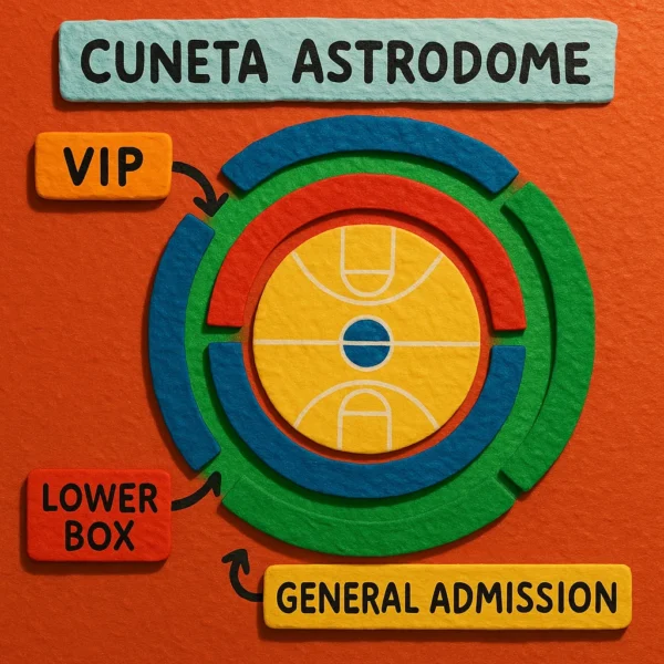 Interactive seating map of Cuneta Astrodome with VIP, Lower Box, and General Admission areas
