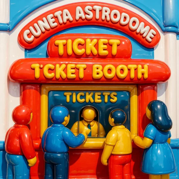 Official ticket booth at Cuneta Astrodome with people purchasing tickets in person