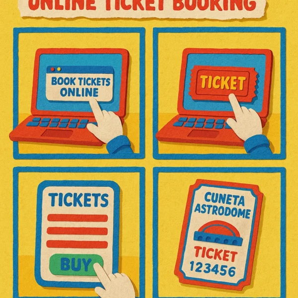 Step-by-step illustration of online ticket booking for Cuneta Astrodome events