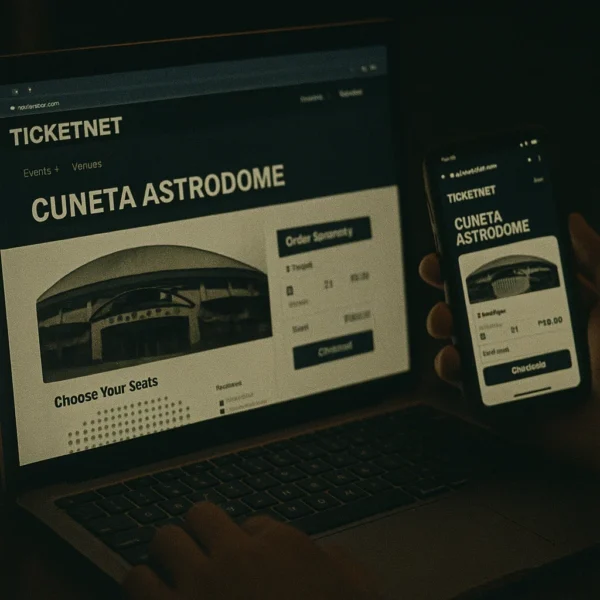 Screenshot of buying Cuneta Astrodome tickets on a laptop and smartphone using TicketNet website