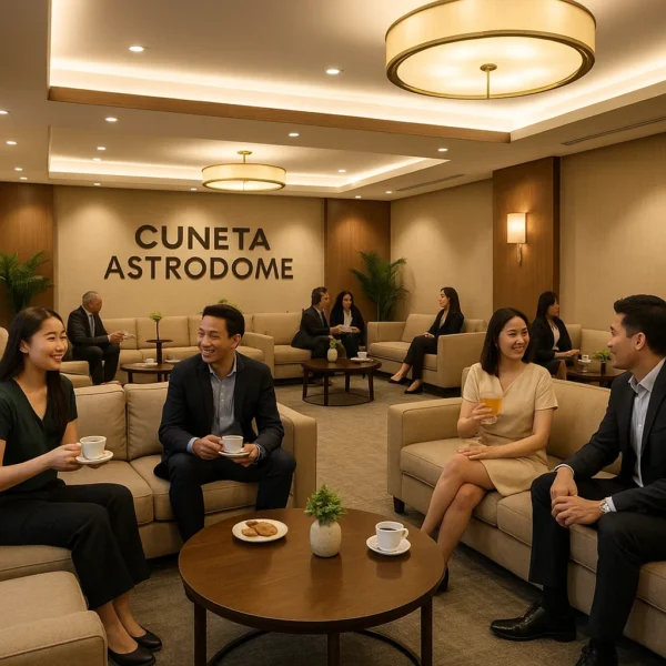 Inside the VIP lounge at Cuneta Astrodome with comfy seating and snacks