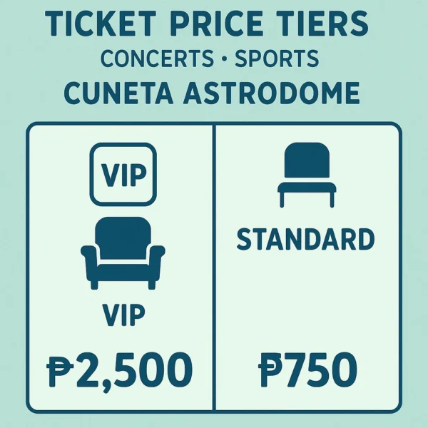 VIP and standard ticket price tiers for Cuneta Astrodome events