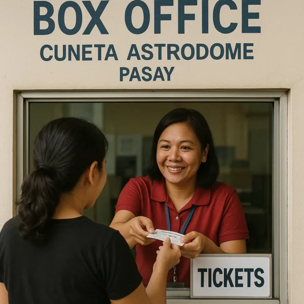 Cuneta Astrodome box office staff selling event tickets in Pasay