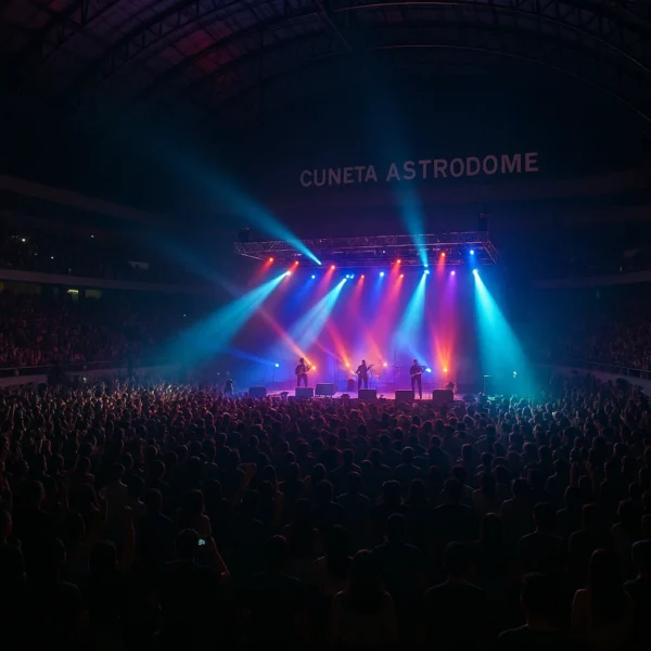 Concert event inside Cuneta Astrodome showing lights and crowd