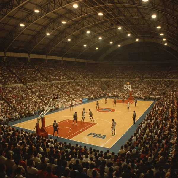 Packed audience watching a PBA basketball game at Cuneta Astrodome in the 1990s