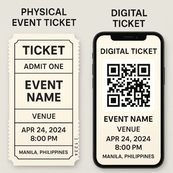 Comparison of physical event ticket and digital ticket QR code in the Philippines